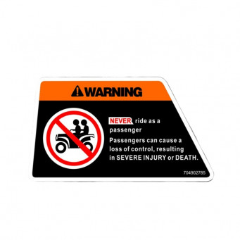 NAKLEJKLA WARNING DECAL PASSENGER OUTLANDER NORTH AMERICA