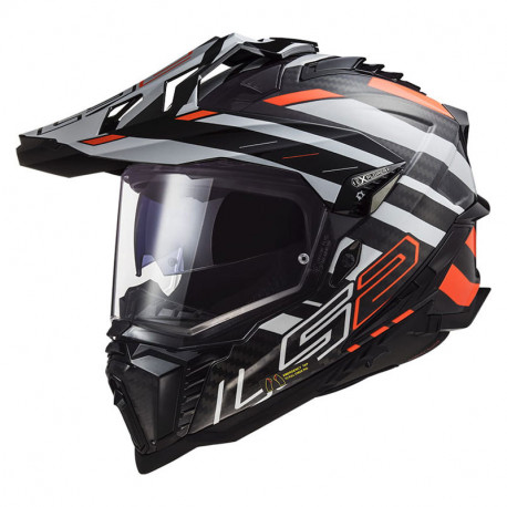 KASK LS2 EXPLORER CARBON CZARNO POMARANCZOWY MX701 ROZ XL