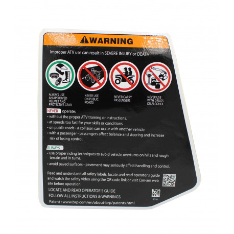 WARNING DECAL, DEATH AND INJURIES