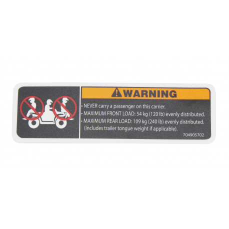 Warning Decal, Luggage Rack Model North America Except XMR